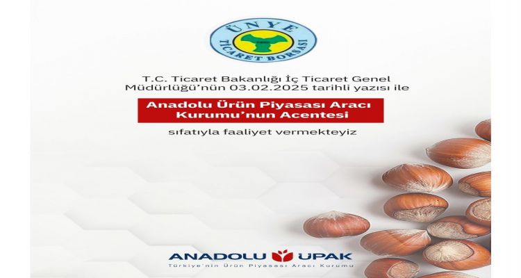 Ünye Ticaret Borsası, Anadolu ÜPAK Acentesi Olarak Hizmet Vermeye Başladı